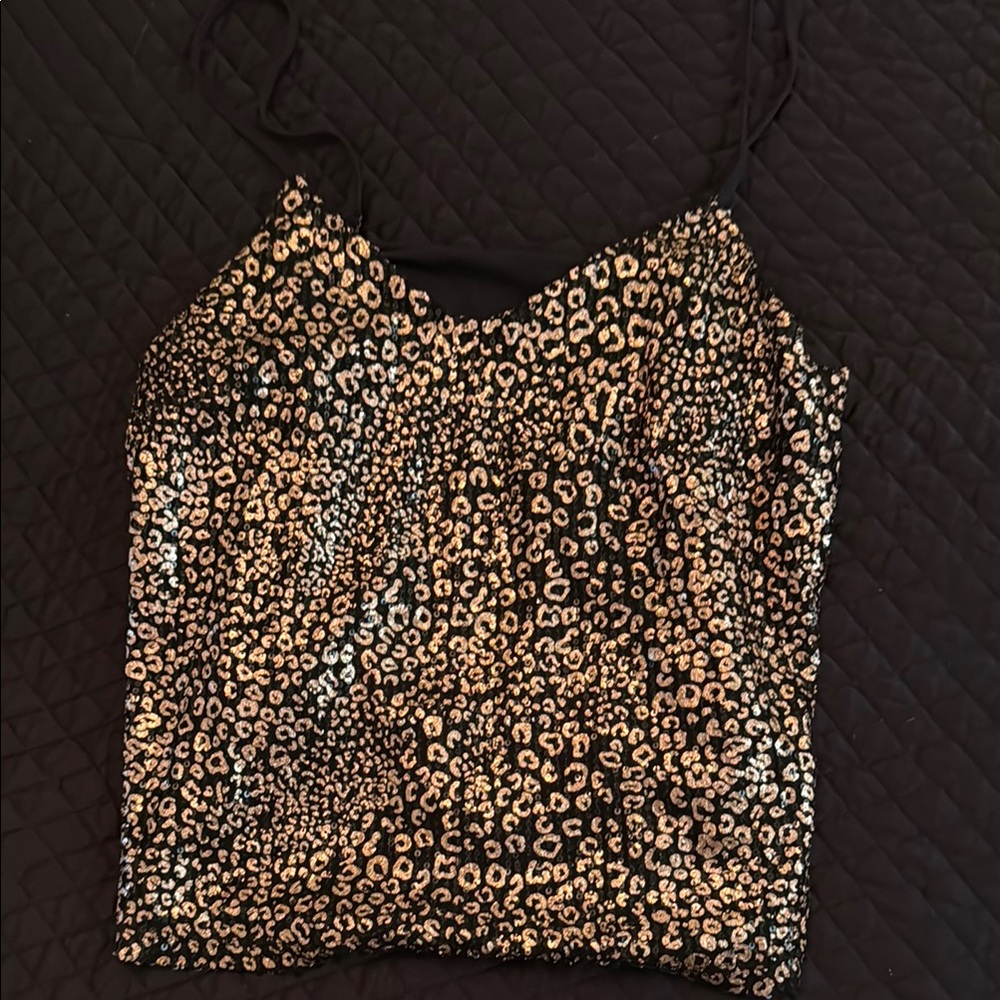 Leopard Print Sequin Cami Top